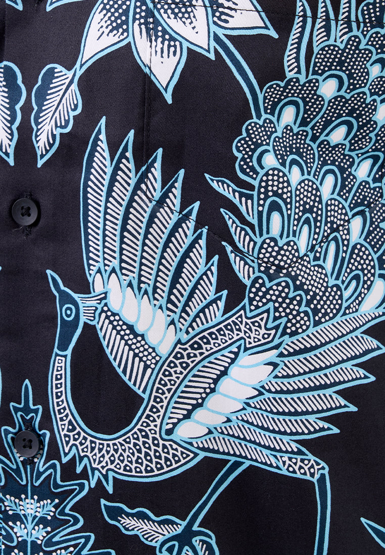 MANZONE - Kemeja Batik Lengan Panjang Pria Bagra Modern Fit - Black