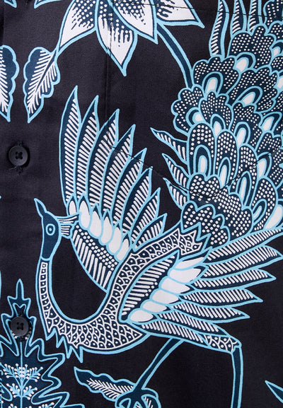 MANZONE - Kemeja Batik Lengan Panjang Pria Bagra Modern Fit - Black