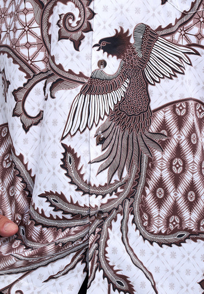 MANZONE - Kemeja Batik Lengan Panjang Pria Chandrasekhar Modern Fit - White