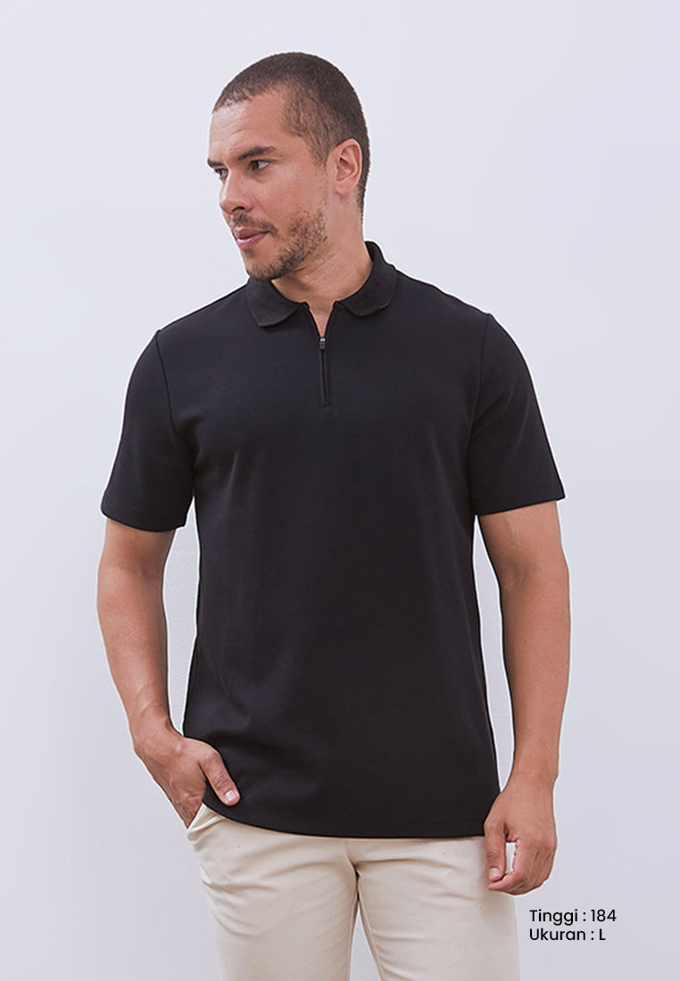 MANZONE - Polo Shirt Lengan Pendek Pria Grim 3 Slim Fit - Black