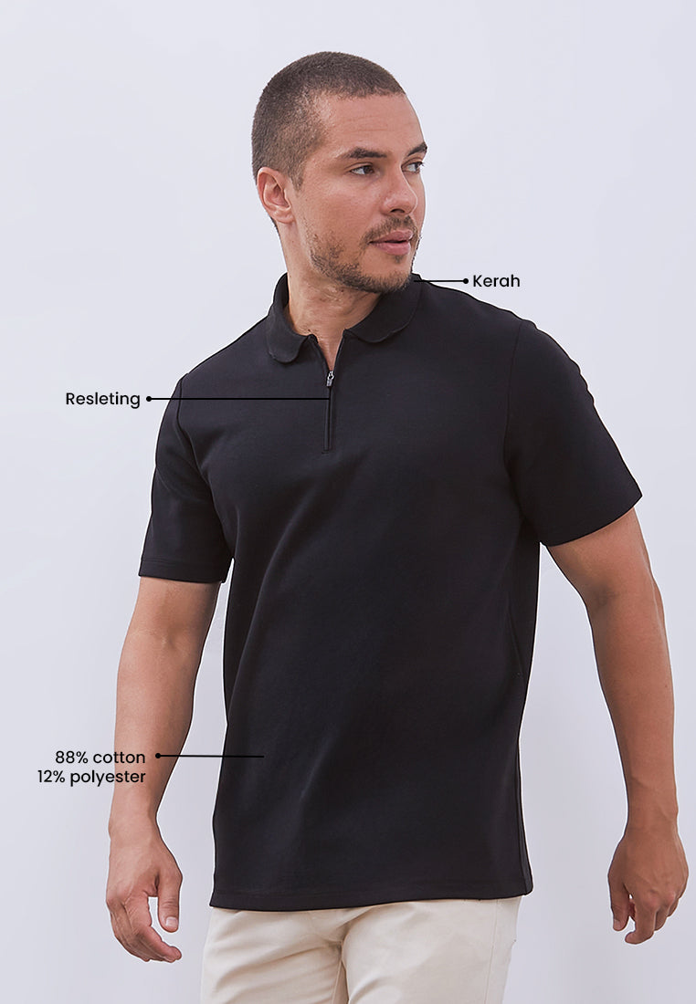 MANZONE - Polo Shirt Lengan Pendek Pria Grim 3 Slim Fit - Black