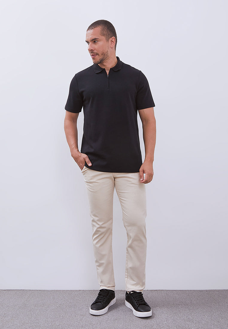 MANZONE - Polo Shirt Lengan Pendek Pria Grim 3 Slim Fit - Black