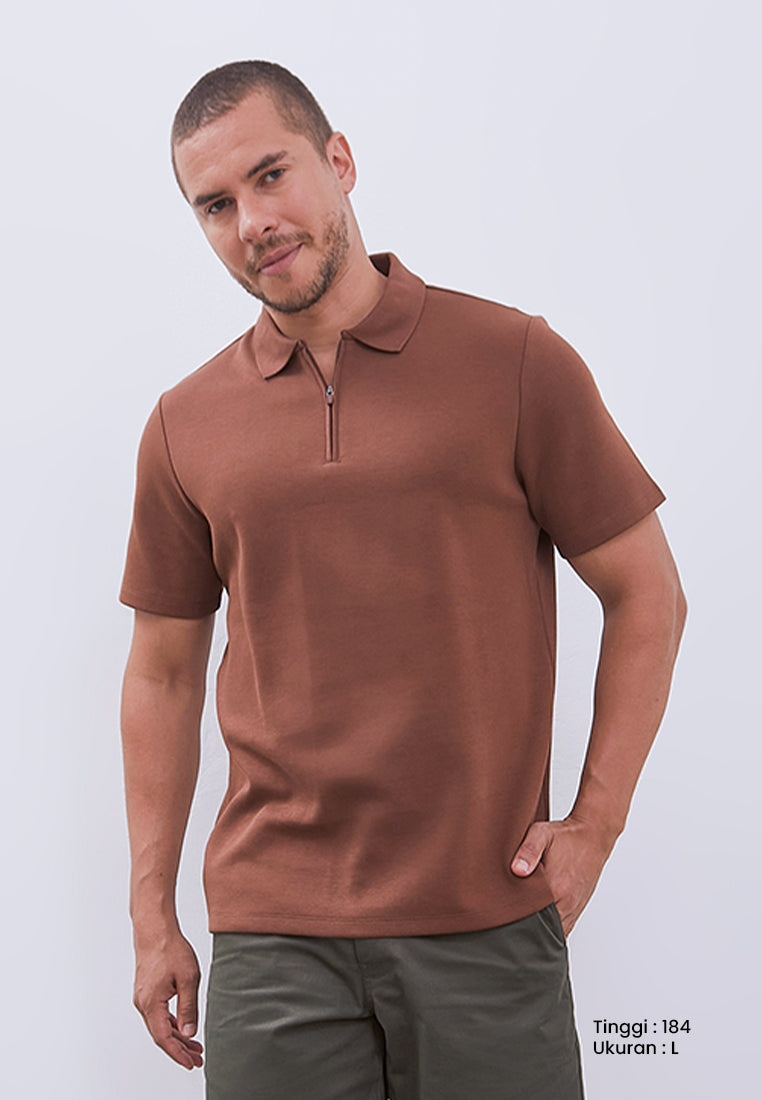 MANZONE - Polo Shirt Lengan Pendek Pria Grim 1 Slim Fit - Brown