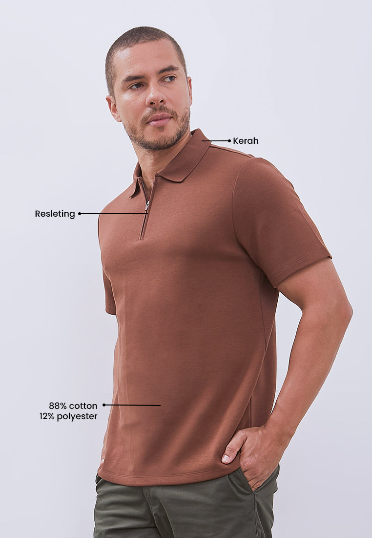 MANZONE - Polo Shirt Lengan Pendek Pria Grim 1 Slim Fit - Brown