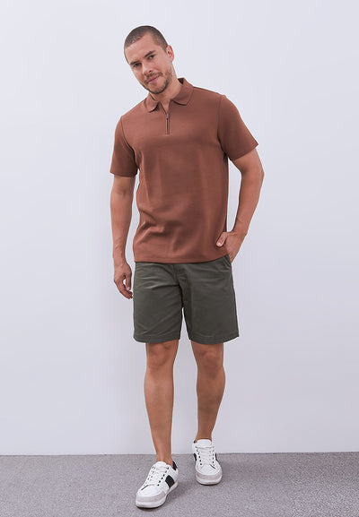 MANZONE - Polo Shirt Lengan Pendek Pria Grim 1 Slim Fit - Brown