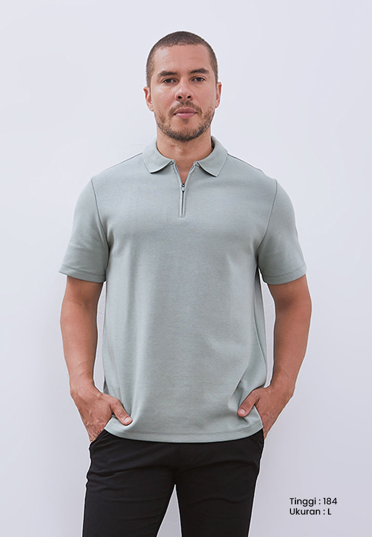 MANZONE - Polo Shirt Lengan Pendek Pria Grim 5 Slim Fit - Light Green