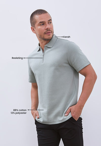 MANZONE - Polo Shirt Lengan Pendek Pria Grim 5 Slim Fit - Light Green