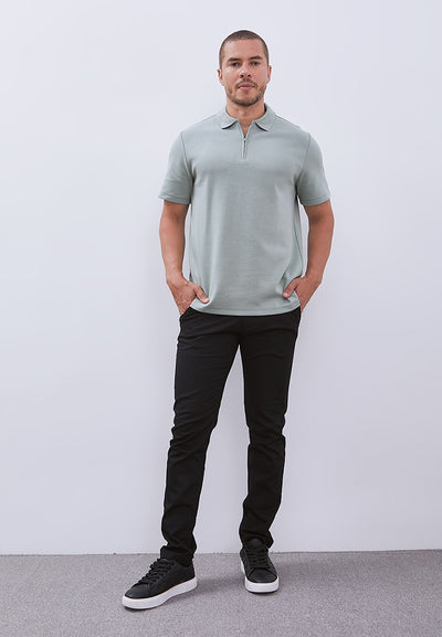 MANZONE - Polo Shirt Lengan Pendek Pria Grim 5 Slim Fit - Light Green