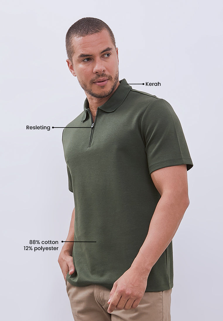 MANZONE - Polo Shirt Lengan Pendek Pria Grim 4 Slim Fit - Olive