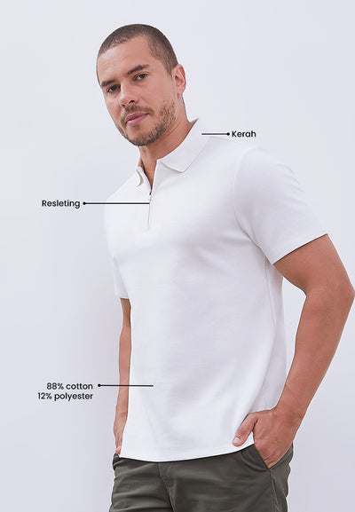 MANZONE - Polo Shirt Lengan Pendek Pria Grim 6 Slim Fit - White