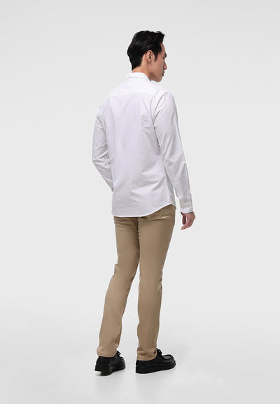 MANZONE - Kemeja Lengan Panjang Pria Jellow Modern Fit - White