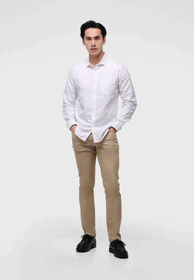 MANZONE - Kemeja Lengan Panjang Pria Jellow Modern Fit - White