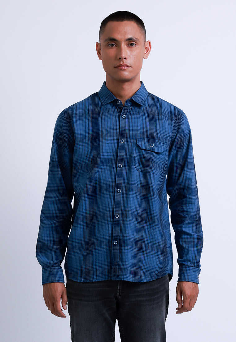 MANZONE - Kemeja Lengan Panjang Pria Wilder Modern Fit - Navy