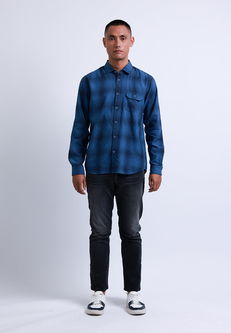 MANZONE - Kemeja Lengan Panjang Pria Wilder Modern Fit - Navy