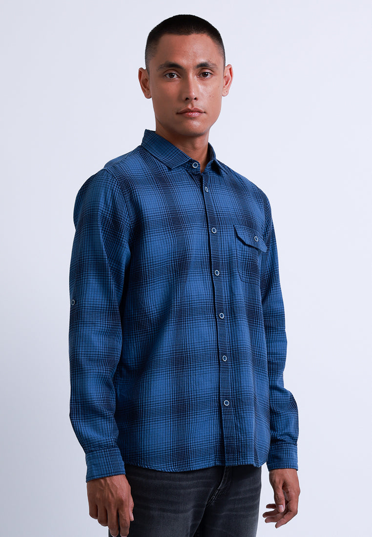 MANZONE - Kemeja Lengan Panjang Pria Wilder Modern Fit - Navy