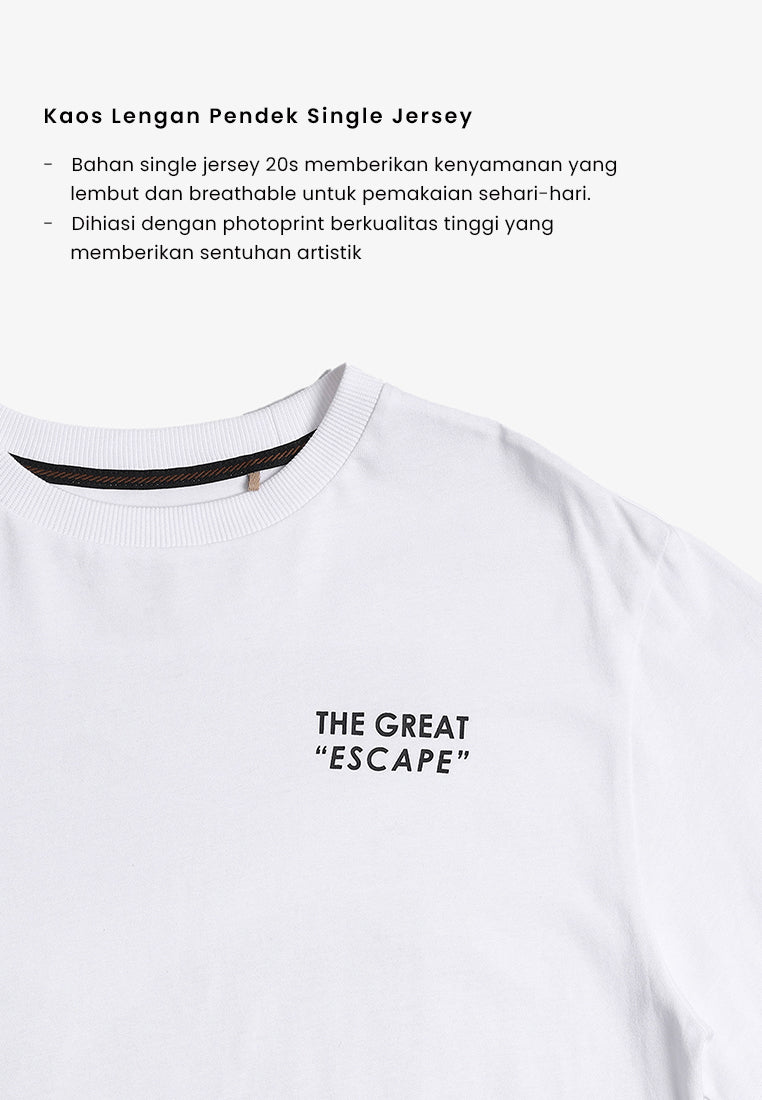 MANZONE - Lengan Pendek Pria Escape  Relaxed Fit - White