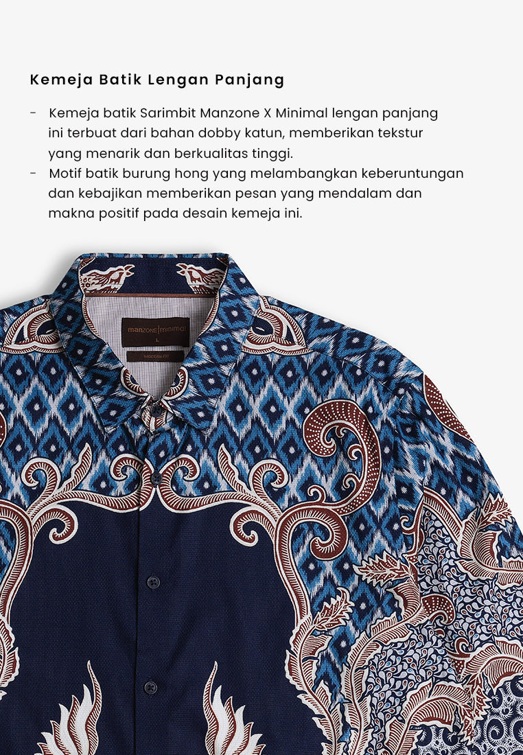 MANZONE - Kemeja Batik Lengan Panjang Pria  Bharabasa Modern Fit - Navy