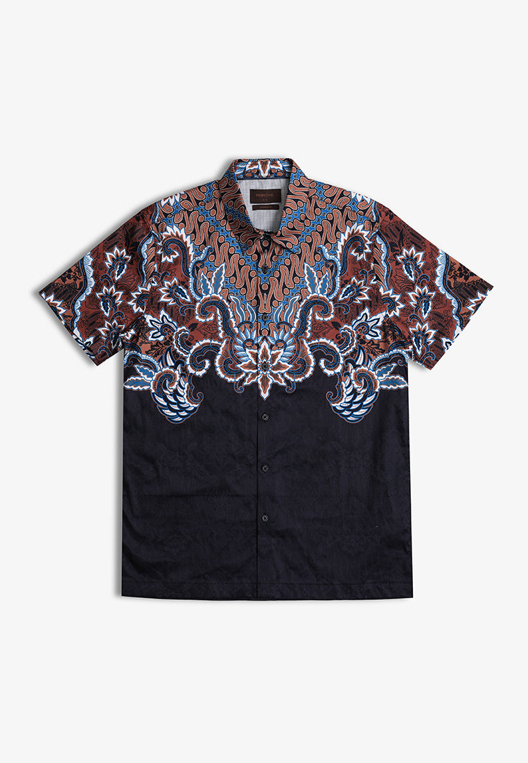 MANZONE - Kemeja Batik Lengan Pendek Bhadreswara  Modern Fit - Black