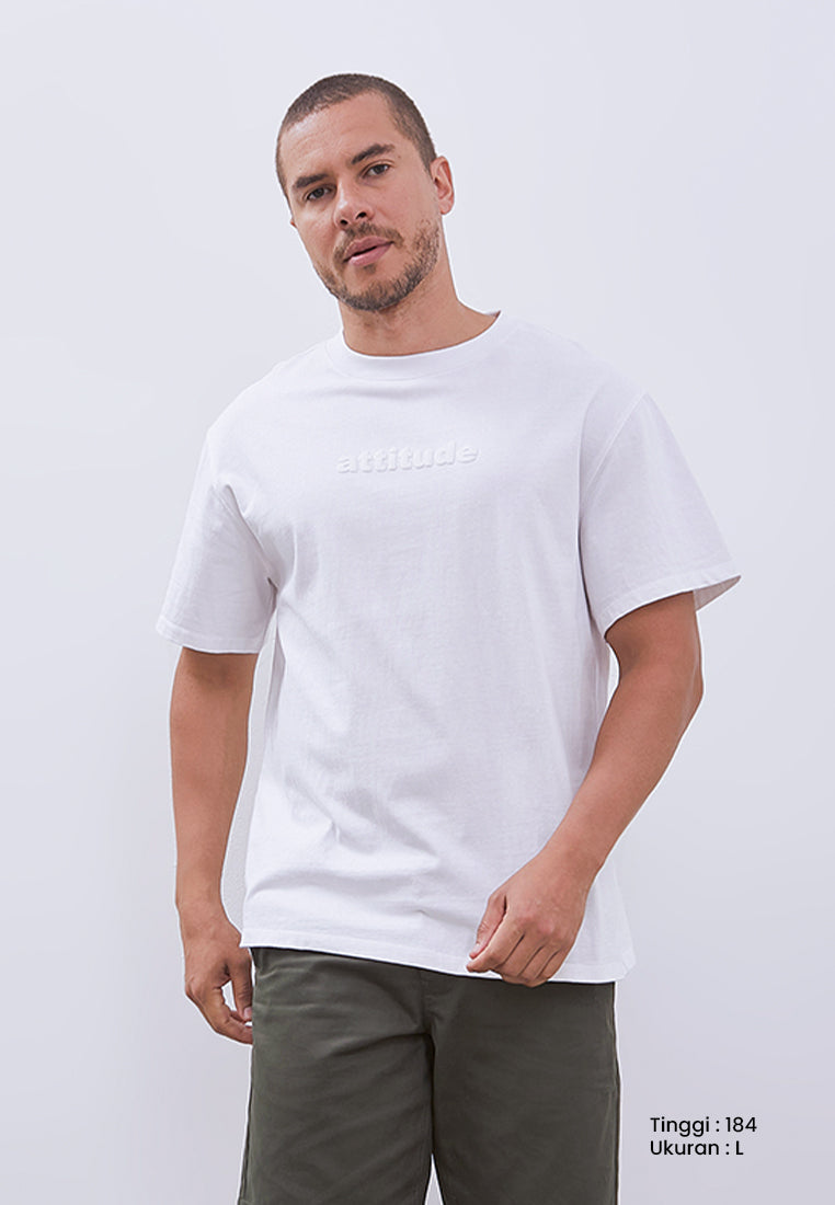 MANZONE - Kaos Lengan Pendek Pria Attitude Relaxed Fit - White