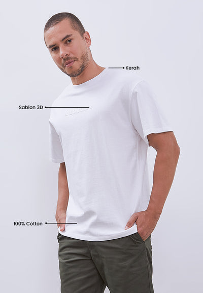 MANZONE - Kaos Lengan Pendek Pria Attitude Relaxed Fit - White