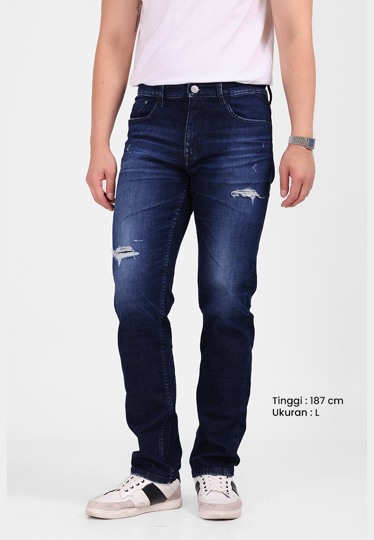 MANZONE - Celana Panjang Denim Pria Neptune Slim Fit - Blue