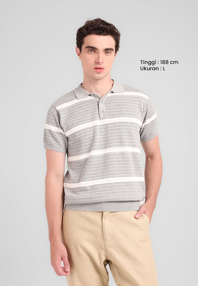 MANZONE - Polo Shirt Lengan Pendek Pria Razzor Sweatshirt - Light Grey