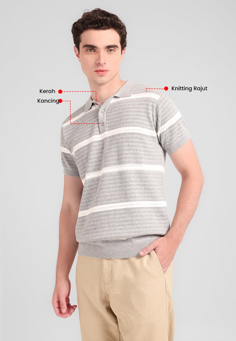 MANZONE - Polo Shirt Lengan Pendek Pria Razzor Sweatshirt - Light Grey