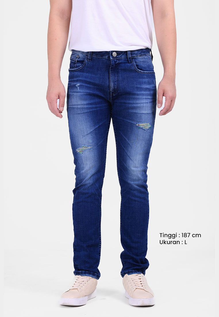 MANZONE - Celana Panjang Denim Pria Solange Slim Fit - Blue