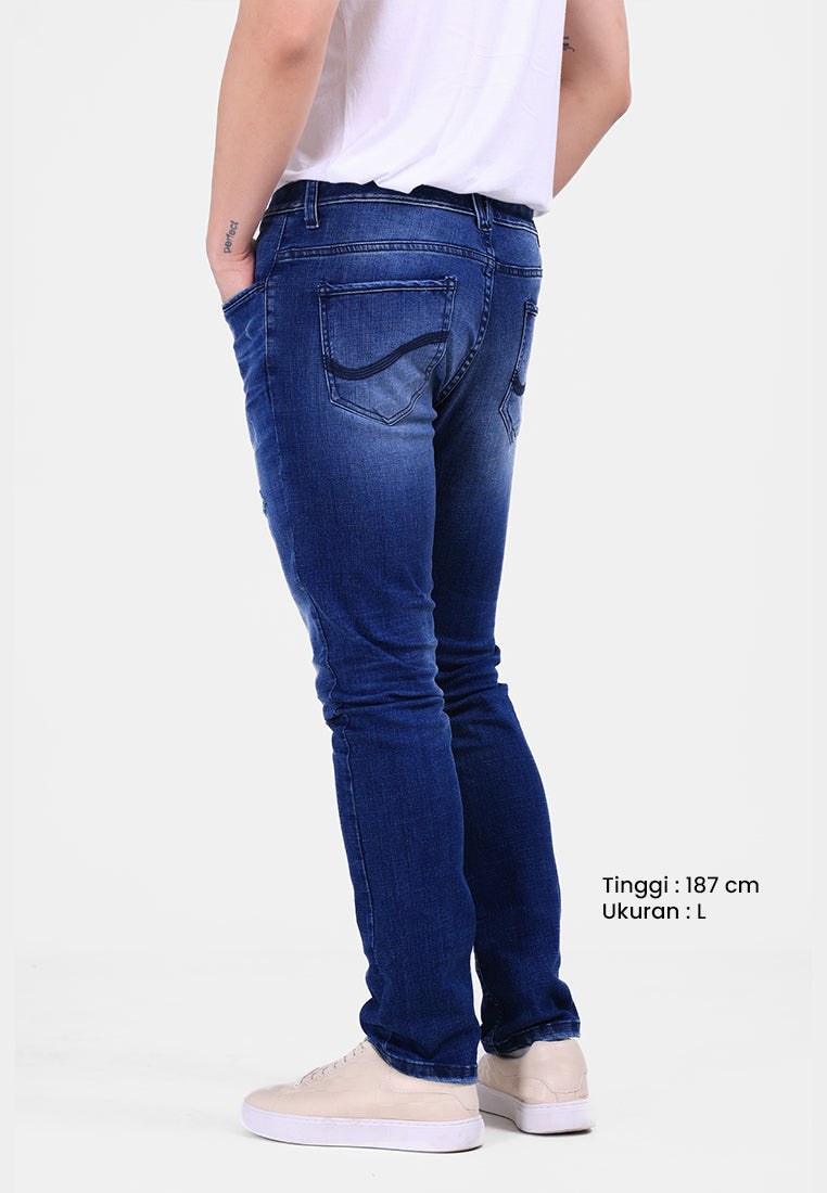 MANZONE - Celana Panjang Denim Pria Solange Slim Fit - Blue