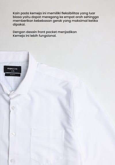 MANZONE - Kemeja Lengan Panjang Pria Juan Slim Fit - White