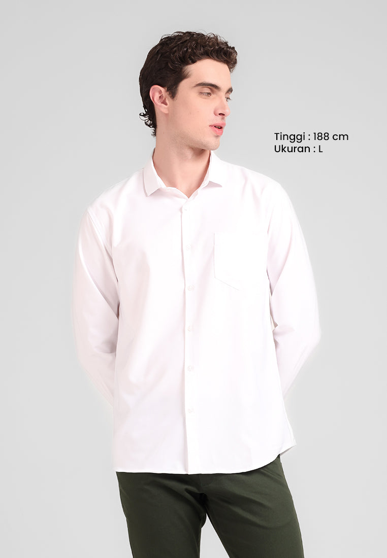 MANZONE - Kemeja Lengan Panjang Pria Juan Slim Fit - White