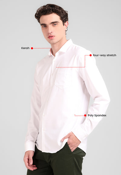 MANZONE - Kemeja Lengan Panjang Pria Juan Slim Fit - White