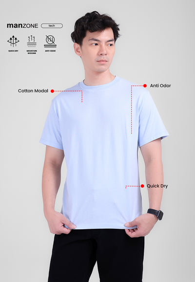 MANZONE - Kaos Lengan Pendek Pria Lingard 2 Slim Fit - Light Blue