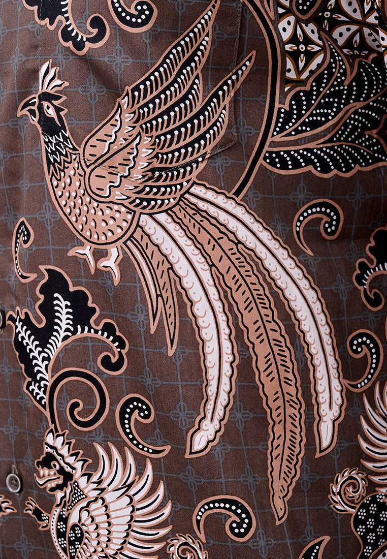 MANZONE - Kemeja Batik Lengan Panjang Pria Cakra Comfort Fit - Green