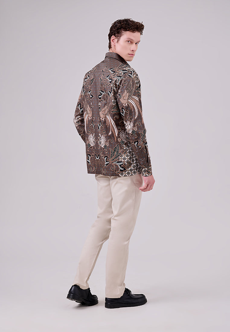 MANZONE - Kemeja Batik Lengan Panjang Pria Cakra Comfort Fit - Green