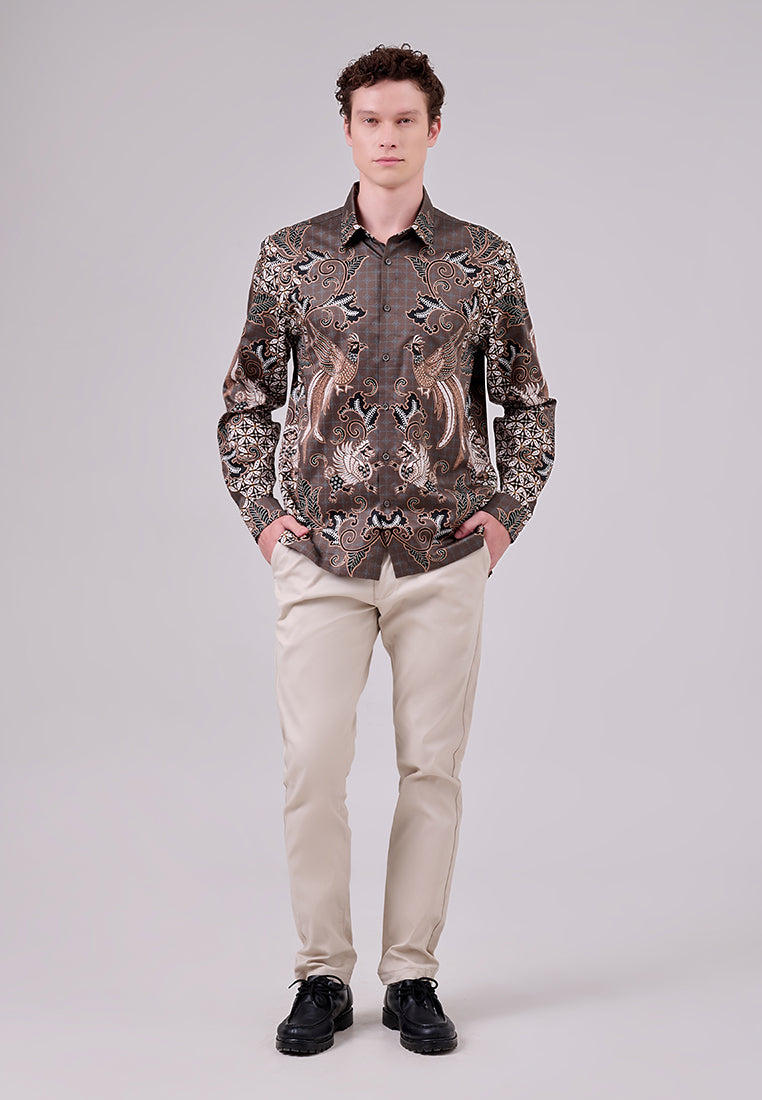 MANZONE - Kemeja Batik Lengan Panjang Pria Cakra Comfort Fit - Green