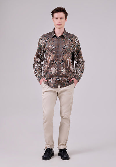 MANZONE - Kemeja Batik Lengan Panjang Pria Cakra Comfort Fit - Green