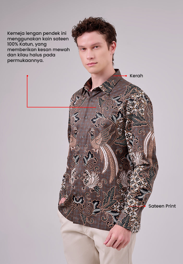 MANZONE - Kemeja Batik Lengan Panjang Pria Cakra Comfort Fit - Green