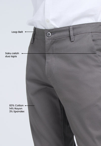 MANZONE - Celana Panjang Chinos Pria Lorenzo 03 Slim Fit - Dark Grey