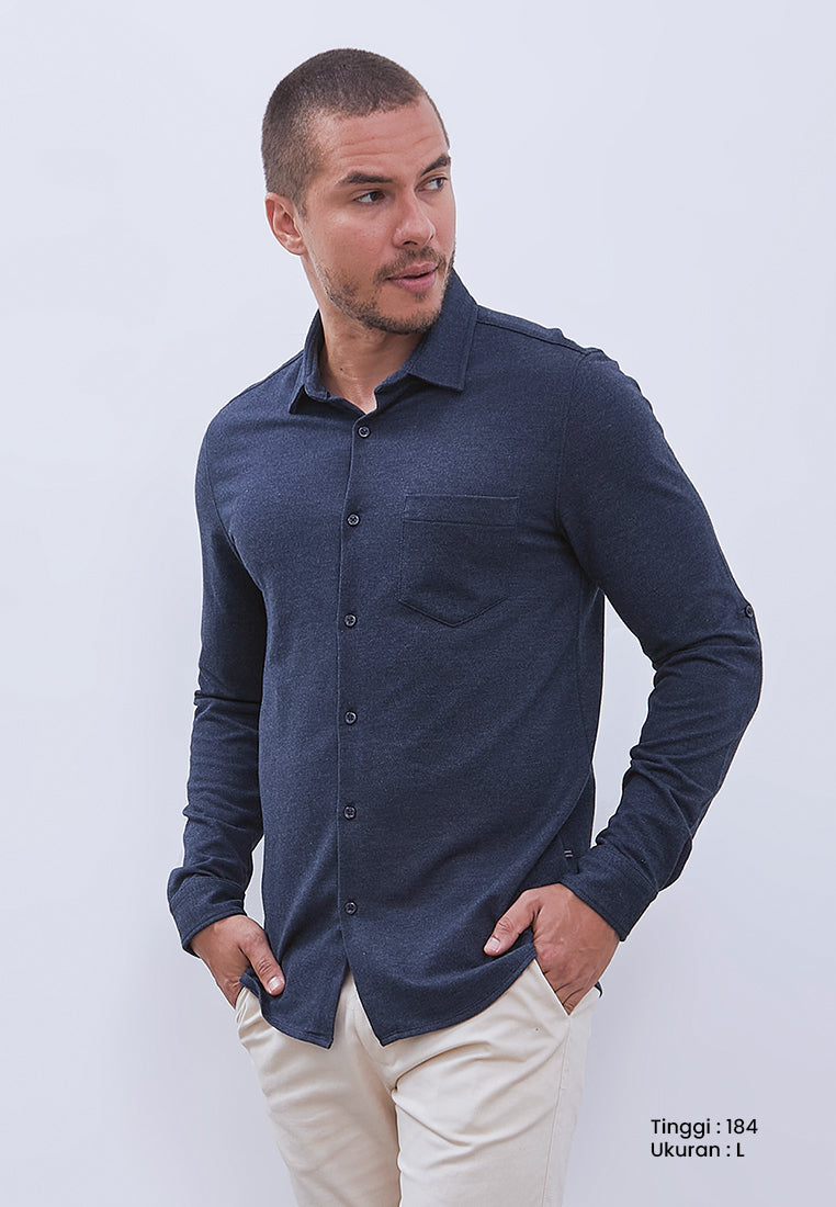 MANZONE - Kemeja Lengan Panjang Pria Ace Modern Fit - Navy