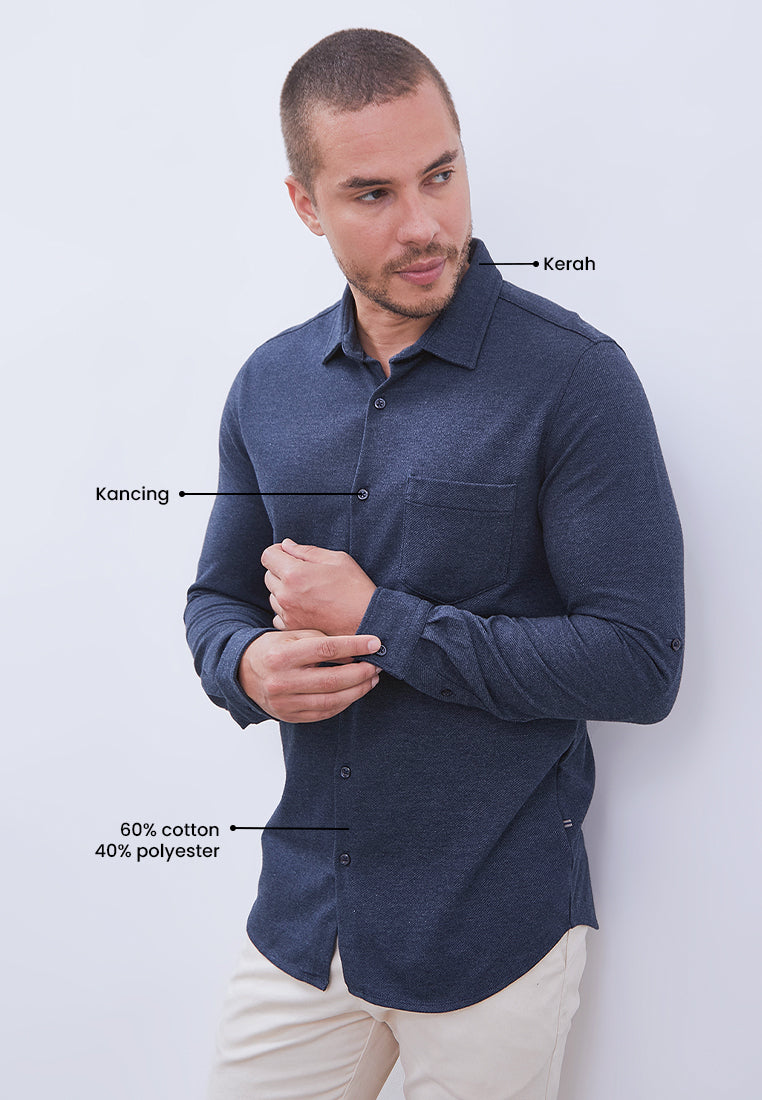 MANZONE - Kemeja Lengan Panjang Pria Ace Modern Fit - Navy