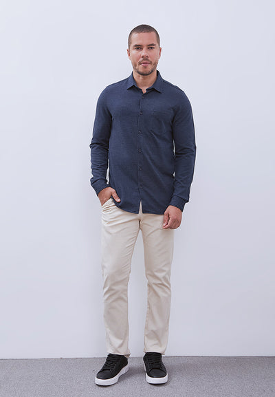MANZONE - Kemeja Lengan Panjang Pria Ace Modern Fit - Navy