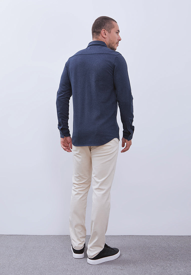 MANZONE - Kemeja Lengan Panjang Pria Ace Modern Fit - Navy