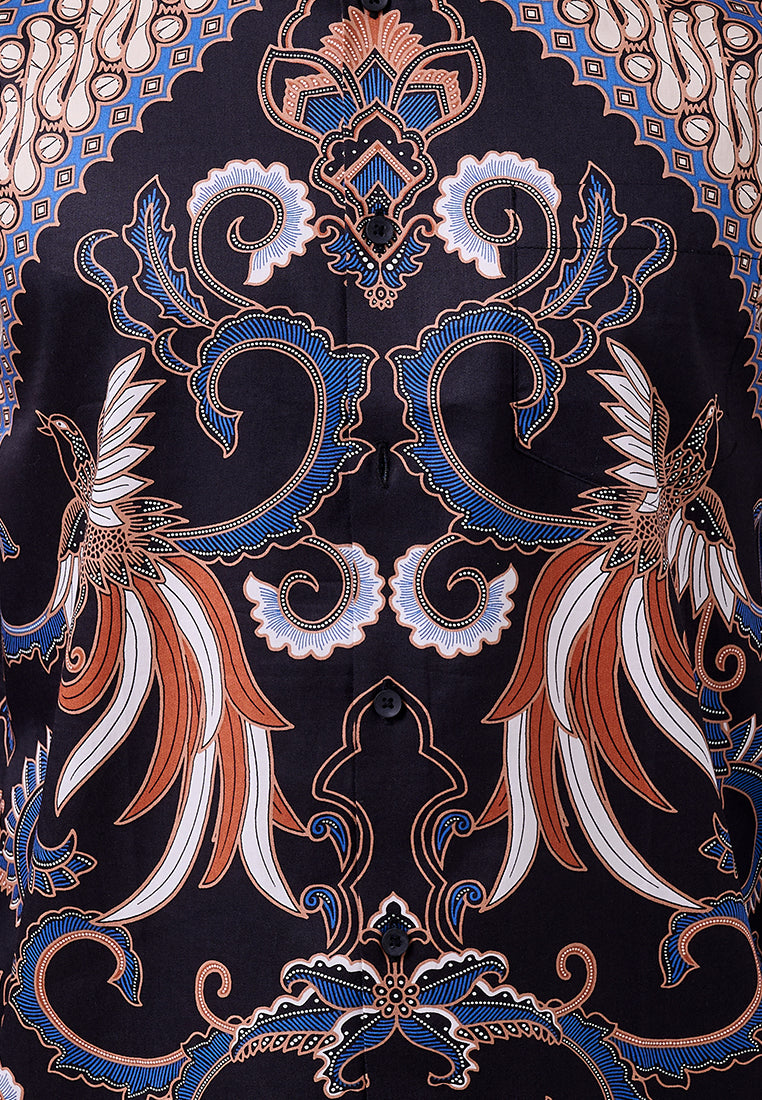 MANZONE - Kemeja Batik Lengan Panjang Pria Harisdarma Modern Fit - Black