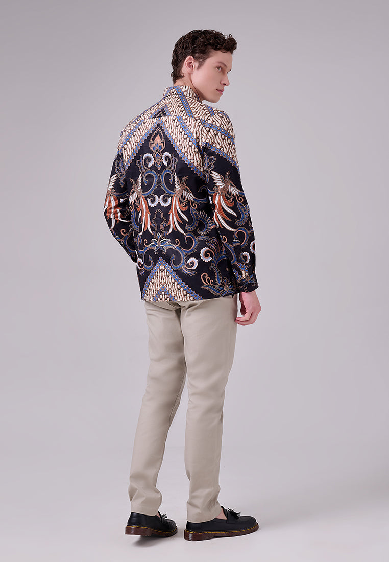 MANZONE - Kemeja Batik Lengan Panjang Pria Harisdarma Modern Fit - Black