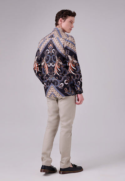 MANZONE - Kemeja Batik Lengan Panjang Pria Harisdarma Modern Fit - Black
