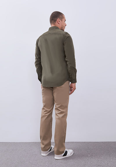 MANZONE - Kemeja Corduroy Lengan Panjang Pria Havied 01 Modern Fit - Olive