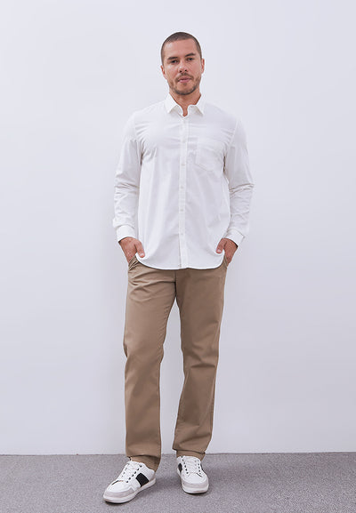 MANZONE - Kemeja Corduroy Lengan Panjang Pria Havied 04 Modern Fit - White