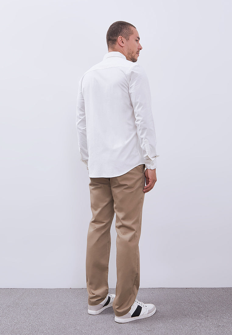 MANZONE - Kemeja Corduroy Lengan Panjang Pria Havied 04 Modern Fit - White
