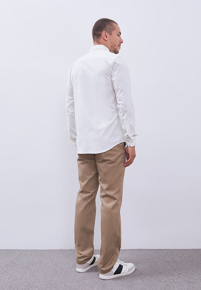 MANZONE - Kemeja Corduroy Lengan Panjang Pria Havied 04 Modern Fit - White